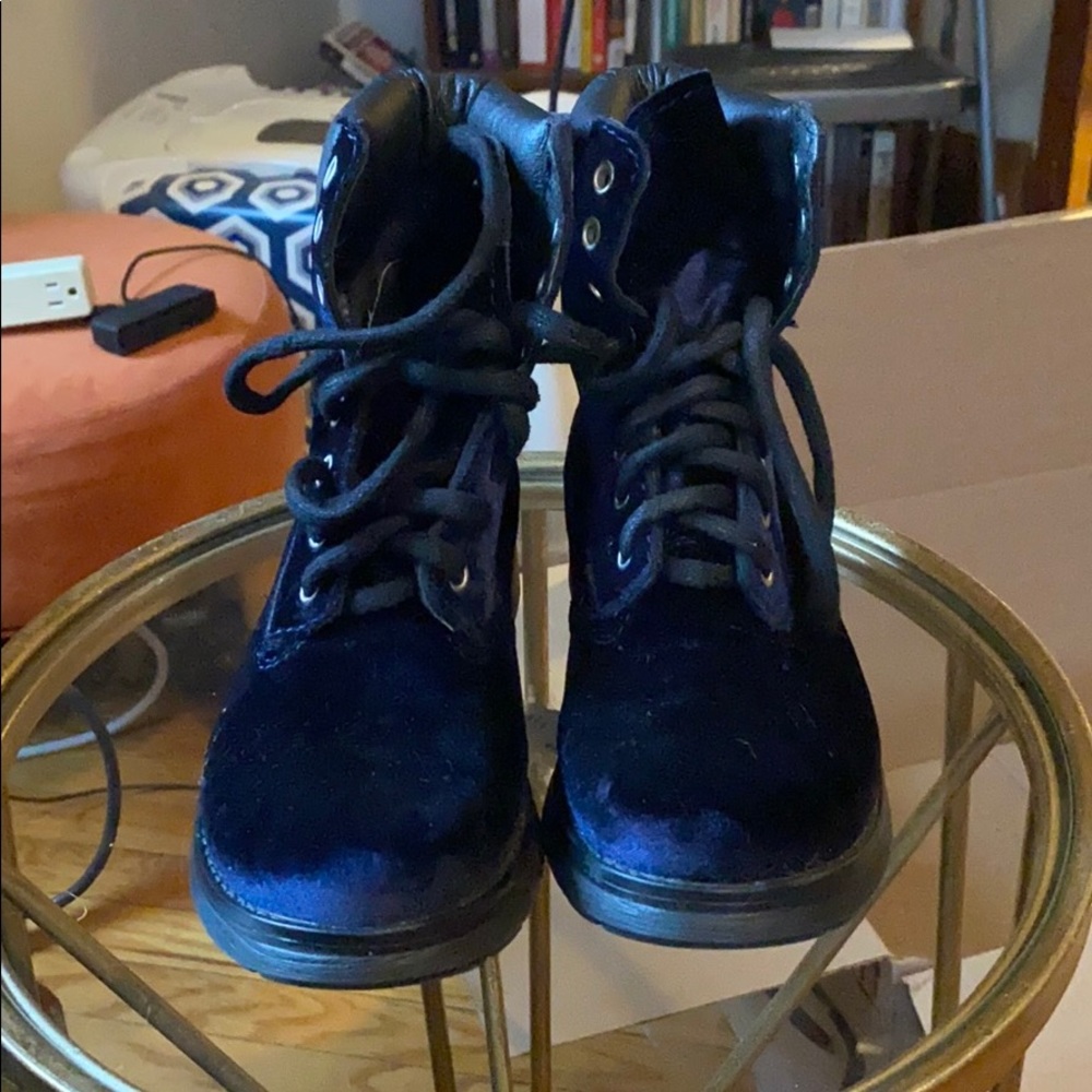 Blue velvet Steve Madden combat boots